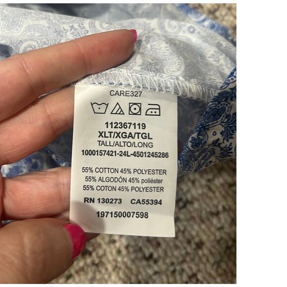 Wrangler Wrancher Mens Pearl Snap Western Shirt Blue Paisley Short Sleeve XLT - Picture 6 of 8